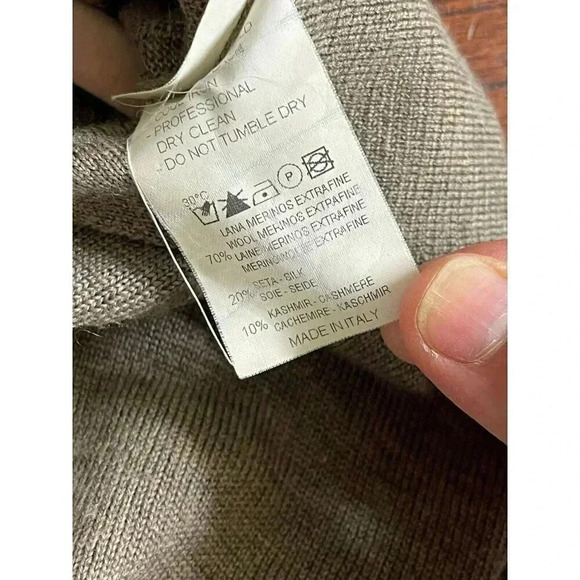 Vintage Tom James‎ Men's Polo Shirt Long Sleeve Size XXL Gray Wool Silk Cashmere - Picture 7 of 10